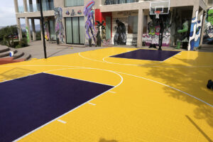 Purple and Gold Cushioned Tile Court