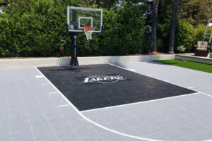 Cushioned tile basketball court